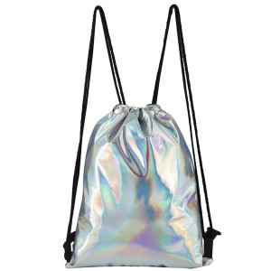 Holographic PU Drawstring Backpack Sports Bag