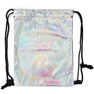 Holographic PU Drawstring Backpack Sports Bag