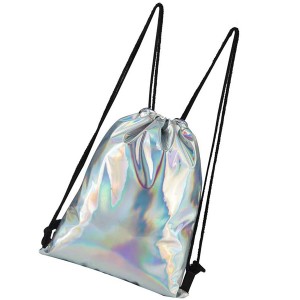 Holographic PU Drawstring Backpack Sports Bag