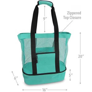 Beach Tote w/ Zipper & Insulated Cooler