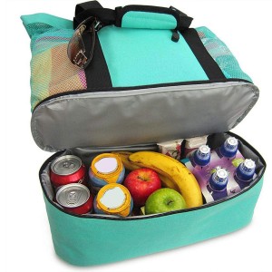 Beach Tote w/ Zipper & Insulated Cooler