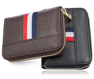 Leather Credit Card Holder with Zipper