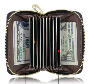 Leather Credit Card Holder with Zipper
