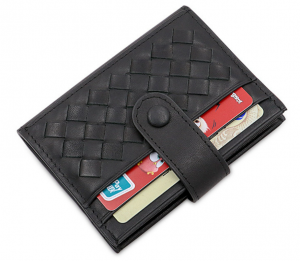 Biofold card pouch in woven leather