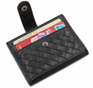 Biofold card pouch in woven leather