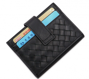 Biofold card pouch in woven leather